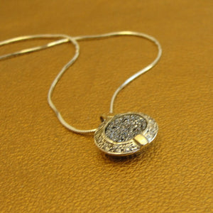 Hadar Designers Druzi Pendant zircon 9k Yellow Gold 925 Silver Handmade (ms)y