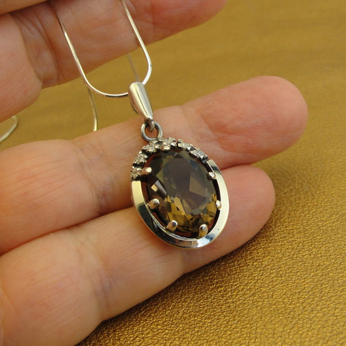 Hadar Designers smoky zircon Pendant 925 sterling silver handmade (ms 1549)y