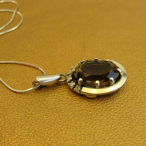 Hadar Designers smoky zircon Pendant 925 sterling silver handmade (ms 1549)y