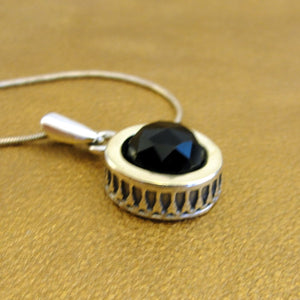 Hadar Designers black onyx pendant 9k yellow gold 925 silver handmade (ms 1327)y