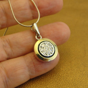 Hadar Designers White Zircon Pendant 9k Yellow Gold Sterling Silver (MS 1290)y