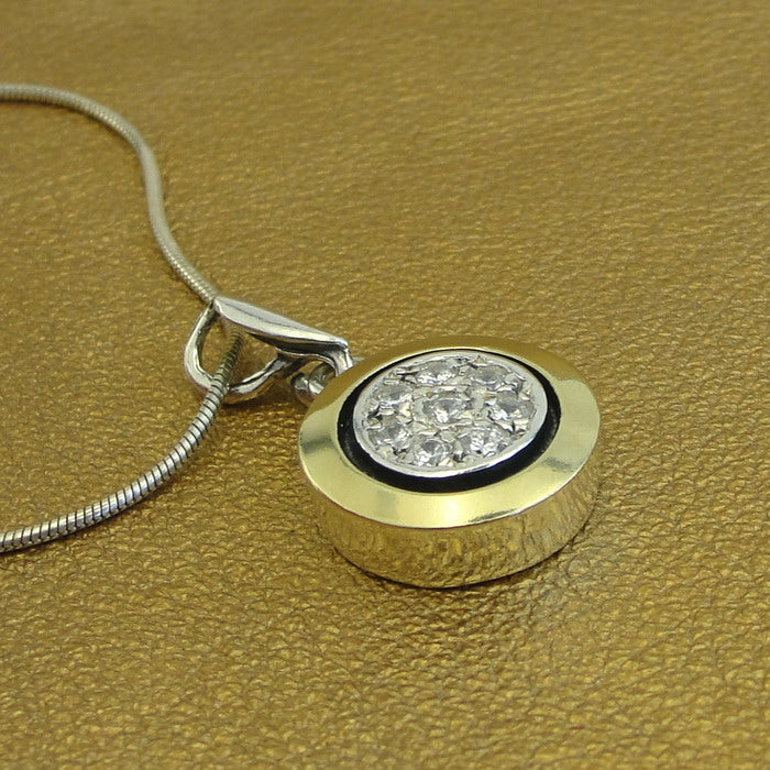 Hadar Designers White Zircon Pendant 9k Yellow Gold Sterling Silver (MS 1290)y