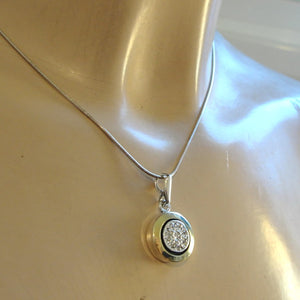 Hadar Designers White Zircon Pendant 9k Yellow Gold Sterling Silver (MS 1290)y