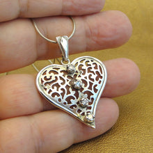 Load image into Gallery viewer, Hadar Designers Filigree zircon Heart Pendant Handmade Sterling Silver (NS ) y