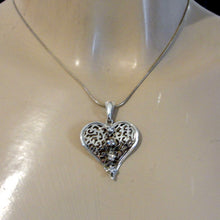 Load image into Gallery viewer, Hadar Designers Filigree zircon Heart Pendant Handmade Sterling Silver (NS ) y