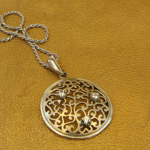 Hadar Designers Filigree zircon Round Pendant Handmade Sterling Silver (NS ) y