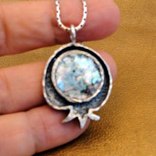 Load image into Gallery viewer, Roman Glass Pomegranate Pendant Sterling Silver Handmade Hadar Designers (as )