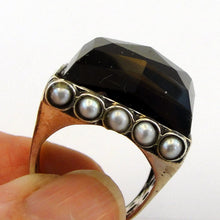 Load image into Gallery viewer, Smokey Pearl Ring size 6.5,7 Sterling Silver Handmade Hadar Designers (H)LAST