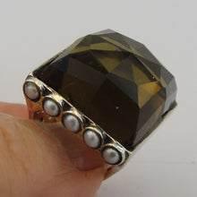 Load image into Gallery viewer, Smokey Pearl Ring size 6.5,7 Sterling Silver Handmade Hadar Designers (H)LAST
