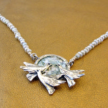 Load image into Gallery viewer, Antique Roman Glass Birds Pearl Necklace 925 Sterling Silver Hadar Designers (as