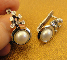 Load image into Gallery viewer, Pearl Zircon Earrings 9k Yellow Gold 925 Silver Handmade Hadar Designers(ms 1307