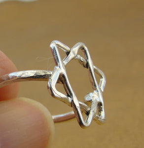 Star of David Ring Sterling Silver size 5,6,7,8,9,10 Handmade Hadar Designers (v