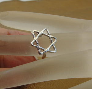 Star of David Ring Sterling Silver size 5,6,7,8,9,10 Handmade Hadar Designers (v