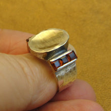 Load image into Gallery viewer, Hadar Designers Earrings 9k Brushed yellow Gold Sterling Silver Garnet(ms 1252)y