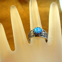 Load image into Gallery viewer, Hadar Designers Blue Opal Ring filigree 925 Silver sz 7.5 Handmade ( )LAST
