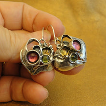 Load image into Gallery viewer, Tourmaline Citrine Earrings 925 Sterling Silver Handmade Hadar Designers (H)
