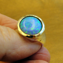 Load image into Gallery viewer, Hadar Designers Opal Ring 6.5, 7 Yellow 9k Gold 925 Silver Handmade () Last One