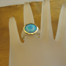 Load image into Gallery viewer, Hadar Designers Opal Ring 6.5, 7 Yellow 9k Gold 925 Silver Handmade () Last One