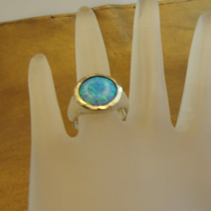 Hadar Designers Opal Ring 6.5, 7 Yellow 9k Gold 925 Silver Handmade () Last One