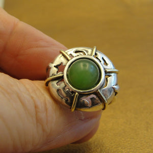 Hadar Designers Green Aventurine Ring 925 Sterling Silver size 8 Handmade ()Last