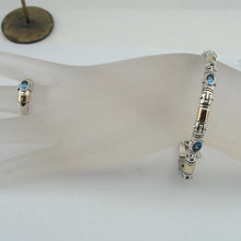 Load image into Gallery viewer, Hadar Designers Blue Topaz Bracelet 9k Yellow Gold 925 Sterling Silver (S b58)