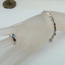 Load image into Gallery viewer, Hadar Designers Blue Topaz Bracelet 9k Yellow Gold 925 Sterling Silver (S b58)