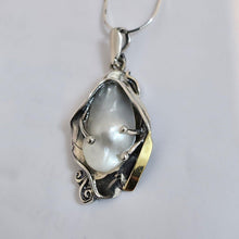 Load image into Gallery viewer, Hadar Designers 9k Yellow Gold 925 Silver Pearl Pendant Artistic Handmade (MS
