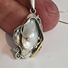Load image into Gallery viewer, Hadar Designers 9k Yellow Gold 925 Silver Pearl Pendant Artistic Handmade (MS