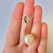 Load image into Gallery viewer, Minimalistic white pearl pendant 925 Sterling Silver handmade Hadar designers () Last