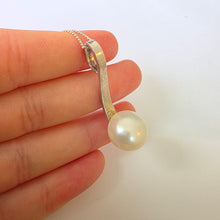 Load image into Gallery viewer, Minimalistic white pearl pendant 925 Sterling Silver handmade Hadar designers () Last