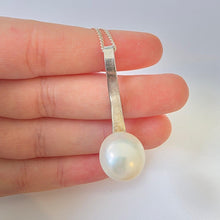 Load image into Gallery viewer, Minimalistic white pearl pendant 925 Sterling Silver handmade Hadar designers () Last
