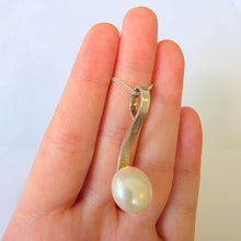Load image into Gallery viewer, Minimalistic white pearl pendant 925 Sterling Silver handmade Hadar designers () Last