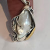 Hadar Designers 9k Yellow Gold 925 Silver Pearl Pendant Artistic Handmade (MS