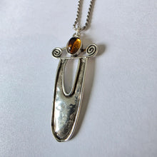 Load image into Gallery viewer, Large Baltic Amber Pendant 925 Sterling Silver Handmade Hadar Designers (H) LAST
