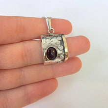 Load image into Gallery viewer, Artistic Red Garnet Pendant zircon 9k Yellow Gold Sterling Silver Hadar Designers (ms) Last
