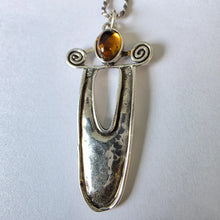 Load image into Gallery viewer, Large Baltic Amber Pendant 925 Sterling Silver Handmade Hadar Designers (H) LAST