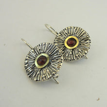 Load image into Gallery viewer, Hadar Designers Red Garnet Earrings 9k Yellow Gold Sterling Silver (ms 1637)y