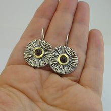 Load image into Gallery viewer, Hadar Designers Red Garnet Earrings 9k Yellow Gold Sterling Silver (ms 1637)y