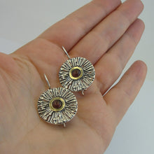 Load image into Gallery viewer, Hadar Designers Red Garnet Earrings 9k Yellow Gold Sterling Silver (ms 1637)y