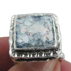 Roman Glass Ring Sterling Silver Antique 6,7,8,9 Handmade Hadar Designers (as)