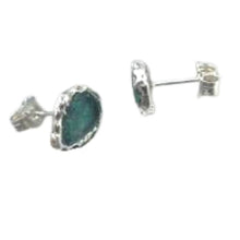 Load image into Gallery viewer, Roman Glass Drop Stud Earrings Sterling Silver Handmade Hadar Designers (AS