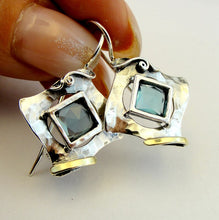 Load image into Gallery viewer, Hadar Designers Blue Topaz Earrings 9k Yellow Gold 925 Sterling Silver (ms 351)y