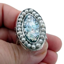 Load image into Gallery viewer, Roman Glass Pearl Ring Oval 6,7,8,9 sterling silver Handmade Hadar Designers (as