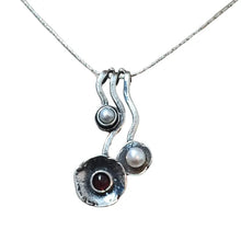 Load image into Gallery viewer, Artistic Garnet Pearl Pendant Sterling Silver Handmade Hadar Designers ()Last