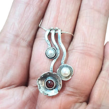 Load image into Gallery viewer, Artistic Garnet Pearl Pendant Sterling Silver Handmade Hadar Designers ()Last
