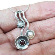 Load image into Gallery viewer, Artistic Garnet Pearl Pendant Sterling Silver Handmade Hadar Designers ()Last