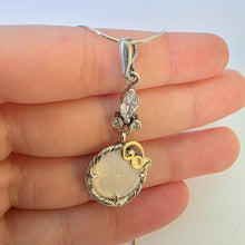 Load image into Gallery viewer, White Mother of Pearl MOP Zircons Pendant 9k Yellow Gold Sterling Silver Hadar Designers () Last
