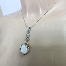 Load image into Gallery viewer, White Mother of Pearl MOP Zircons Pendant 9k Yellow Gold Sterling Silver Hadar Designers () Last