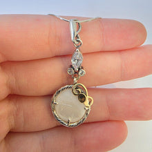 Load image into Gallery viewer, White Mother of Pearl MOP Zircons Pendant 9k Yellow Gold Sterling Silver Hadar Designers () Last