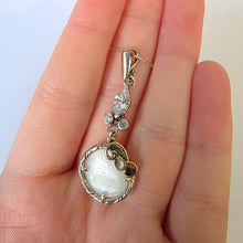 Load image into Gallery viewer, White Mother of Pearl MOP Zircons Pendant 9k Yellow Gold Sterling Silver Hadar Designers () Last
